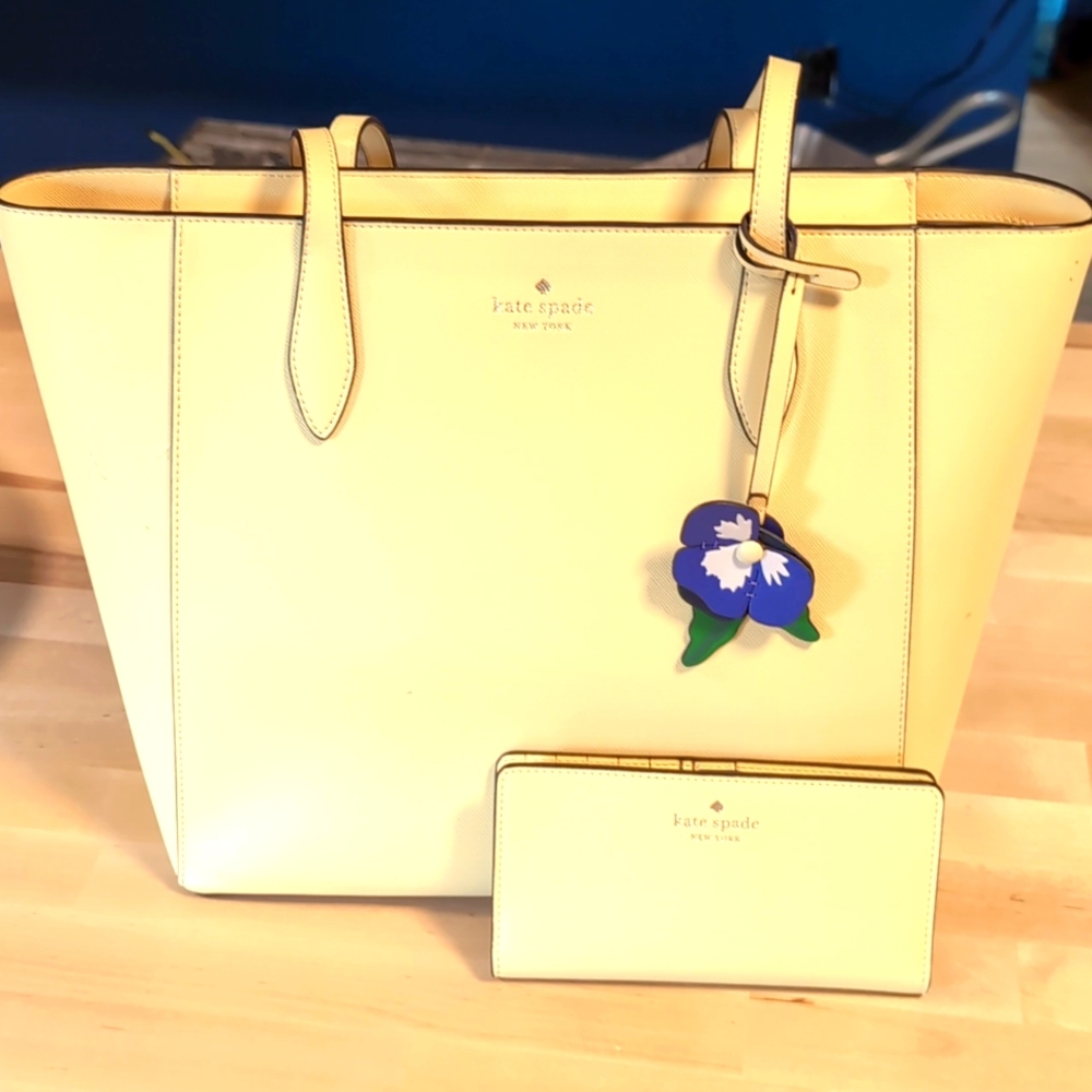 Kate Spade Butter Yellow Tote Bag with Matching Wallet